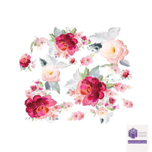 جعبه کادو دسته دار سفید با طرح گل Flower-Box-FL-021